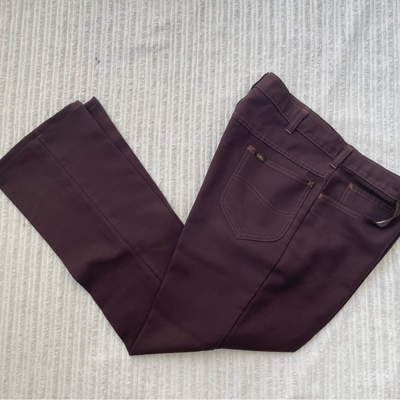Vintage LEE Riders Wide-leg Flare Brown Slacks Pants | 34x30 - Picture 6 of 7